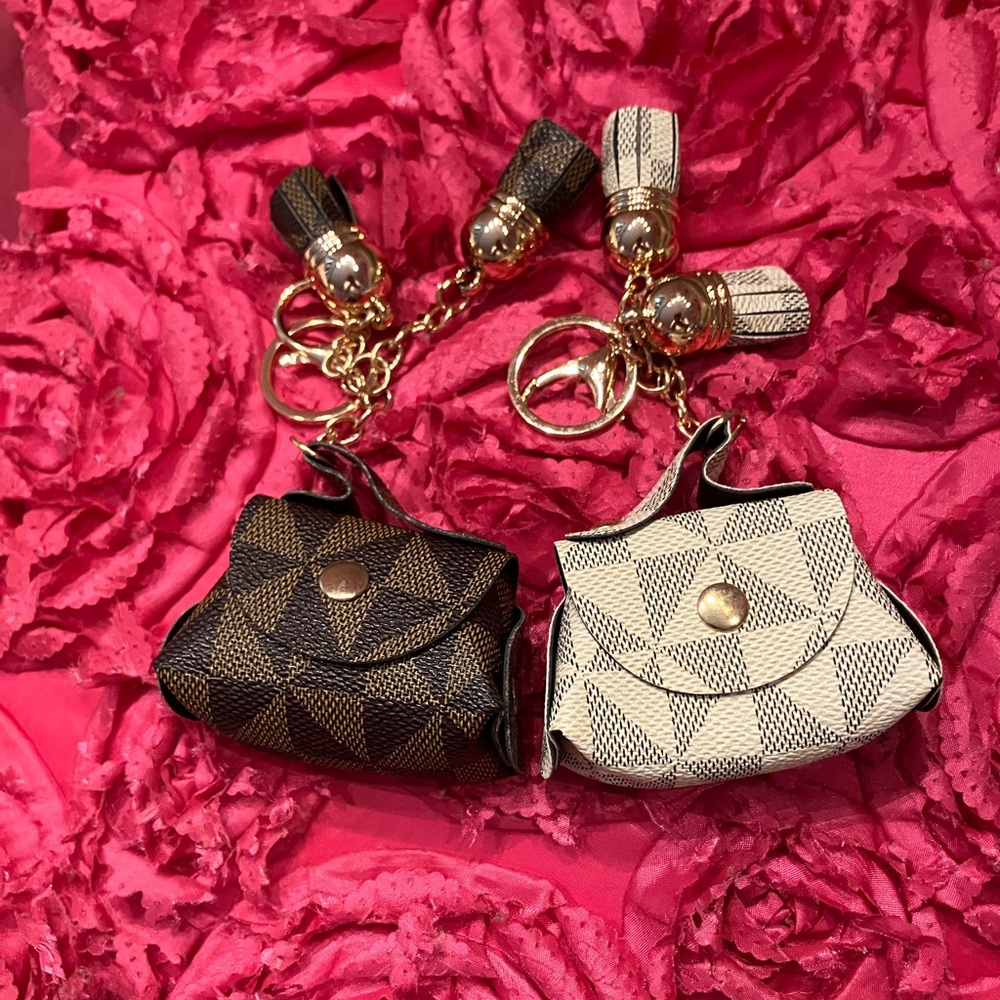 Elegant Black and Cream Mini Bag Keychains